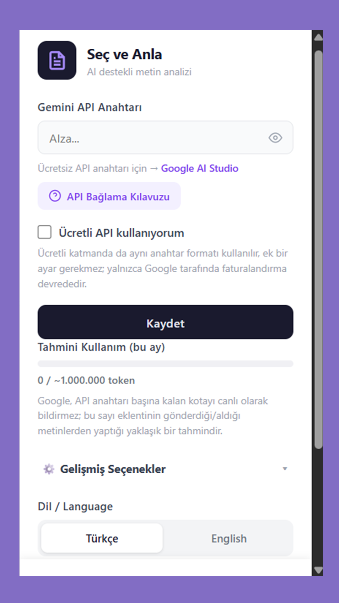Seç ve Anla uygulama önizlemesi