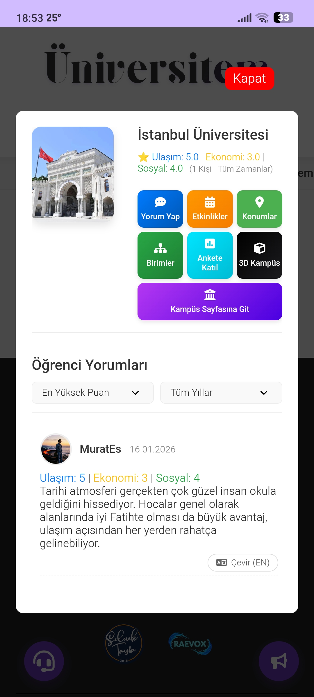 Üniversitem ekran görüntüsü 2