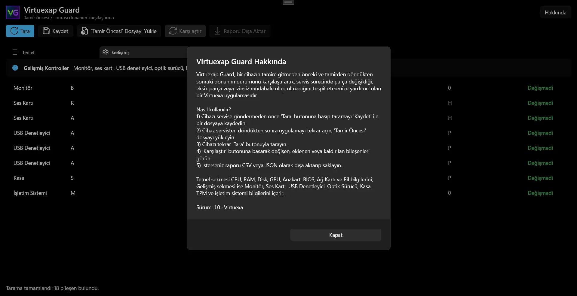 Virtuexap Guard uygulama önizlemesi